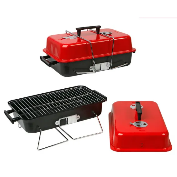 Grill Tragbarer 43 x 25 x 23 cm Rot/Schwarz